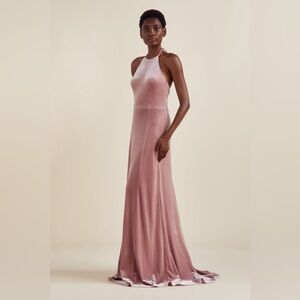 Bella Bridesmaid Pink Velvet Dress